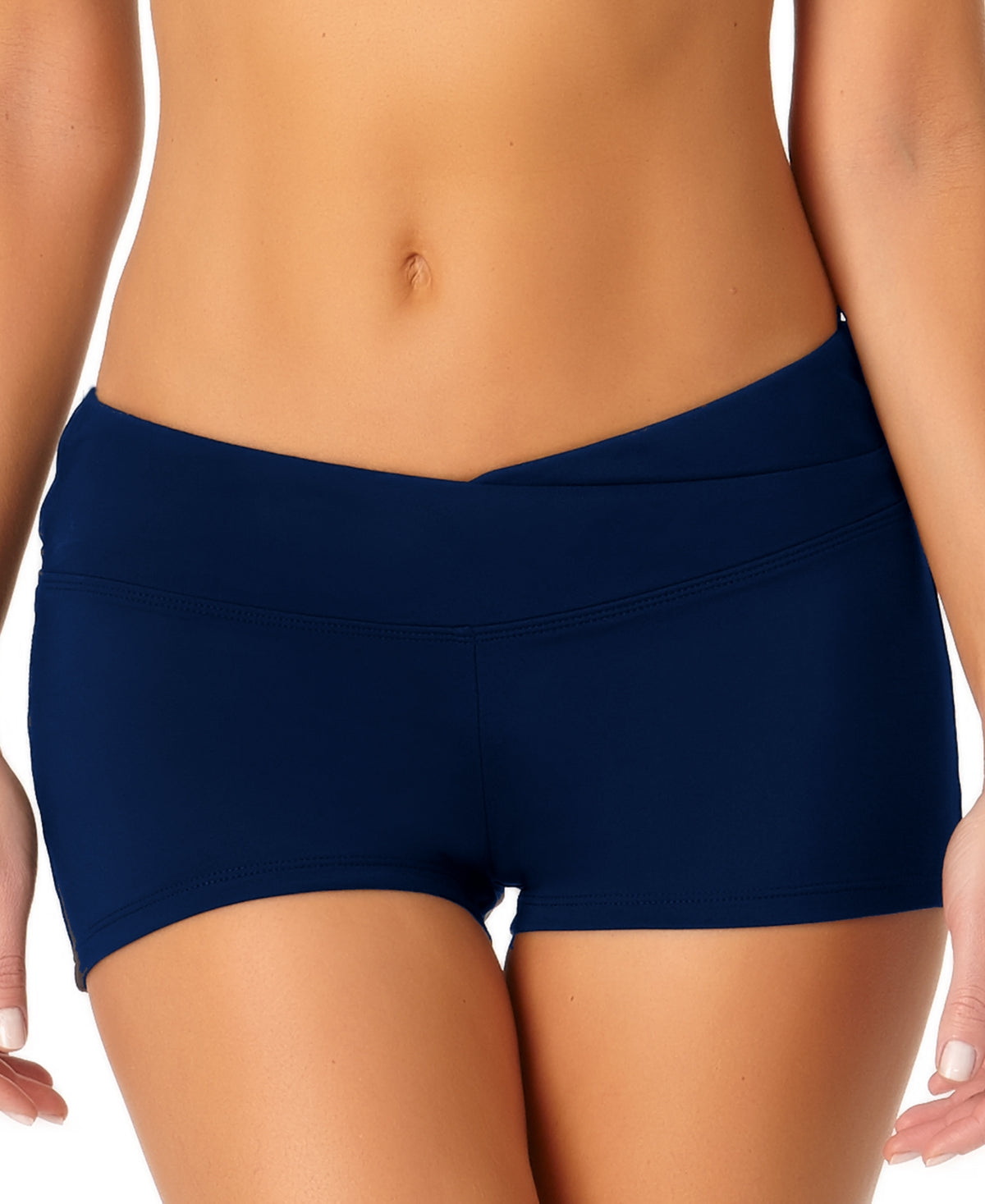 Shorts de banho feminino Anne Cole com frente torcida, azul, tamanho extrapequeno