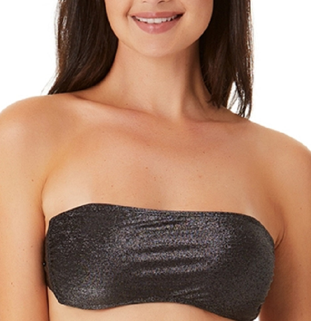 Biquíni California Waves Juniores Feminino Metallic Shine Bandeau Top Maiô Preto Tamanho P