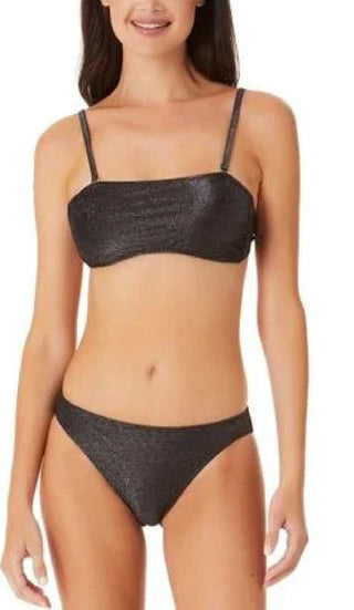 Biquíni California Waves Junior Metallic Shine Bandeau Top Maiô Preto