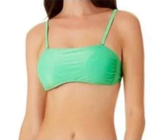 Top de biquíni California Waves Junior Metallic Shine Bandeau Verde Tamanho M