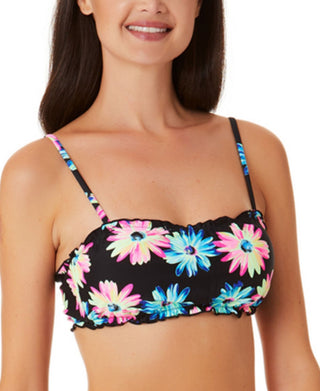 Maiô California Waves Junior Gerber Daisy Lettuce Edge Bandeau Top Preto