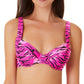Biquíni com aro bralette feminino California Waves, maiô rosa, tamanho extrapequeno