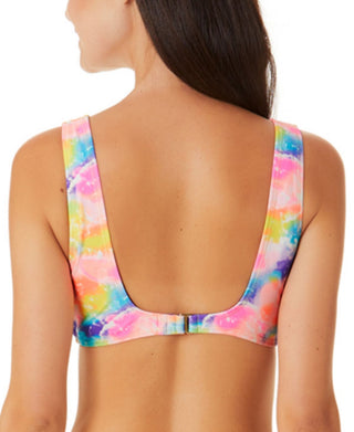 Biquíni bralette com nó tingido California Waves Junior, tamanho extragrande, rosa