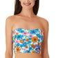 California Waves Feminino Papel de Parede Floral Long Line Bandeau Top Maiô Azul