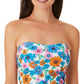 California Waves Feminino Papel de Parede Floral Long Line Bandeau Top Maiô Azul