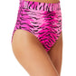 Biquíni California Waves Junior Topaz Tiger Banded Cintura Alta Maiô Rosa