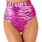 Biquíni California Waves Junior Topaz Tiger Banded Cintura Alta Maiô Rosa