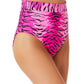 Biquíni California Waves Junior Topaz Tiger Banded Cintura Alta Maiô Rosa