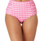 Anne Cole Maiô Feminino com Estampa Vichy Cintura Alta Rosa Tamanho Médio