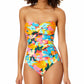 Maiô feminino Anne Cole com decote em V e frente torcida em plumeria, multicolorido, tamanho 6