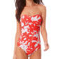 Maiô feminino Anne Cole Coral Palms Twist Front sem alças, laranja, tamanho 14
