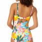 Maiô feminino Anne Cole com estampa de plumeria, decote redondo e franzido, azul, tamanho 6