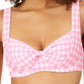 Biquíni Anne Cole Feminino Gingham Retro Twist com Aro e Top de Maiô Rosa Tamanho 34DD