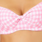 Biquíni Anne Cole Feminino Gingham Retro Twist com Aro e Top de Maiô Rosa Tamanho 34DD