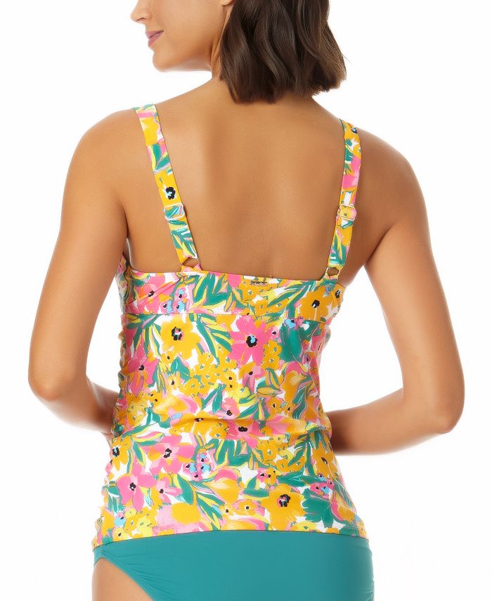 Anne Cole Tankini feminino com estampa floral Sunshine e aro torcido, amarelo, tamanho 34C
