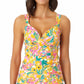 Anne Cole Tankini feminino com estampa floral Sunshine e aro torcido, amarelo, tamanho 34C