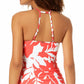 Anne Cole Feminino Coastal Palm Estampado Gola Alta Tankini Maiô Laranja