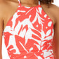 Anne Cole Feminino Coastal Palm Estampado Gola Alta Tankini Maiô Laranja