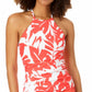 Anne Cole Feminino Coastal Palm Estampado Gola Alta Tankini Maiô Laranja