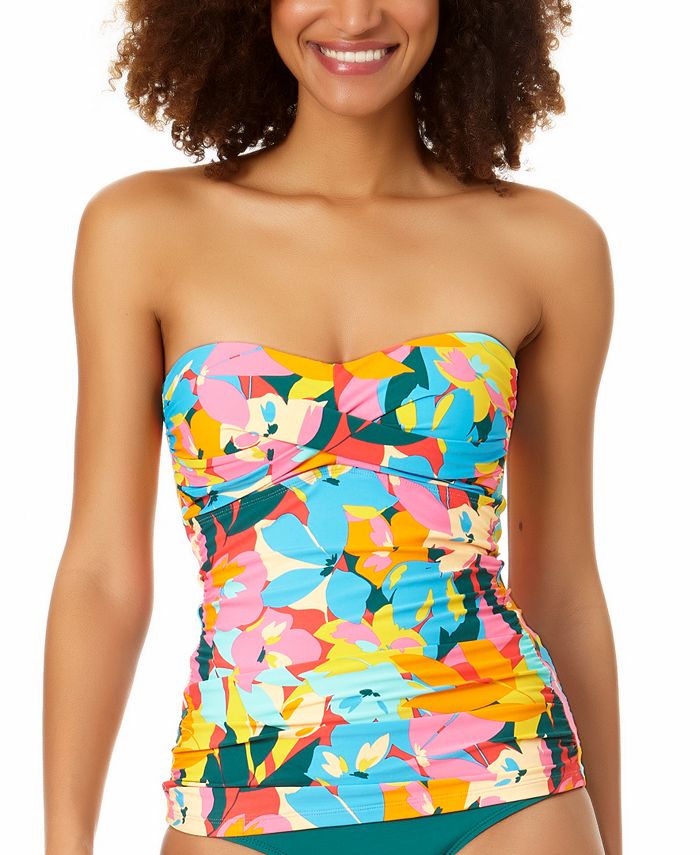 Anne Cole Tankini Top franzido Twist Feminino Azul Tamanho Grande