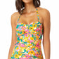 Anne Cole Tankini feminino com babados e frente torcida floral Sunshine, amarelo