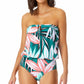 Anne Cole Zesty Tropical Bluson Maiô Feminino com Fenda Verde