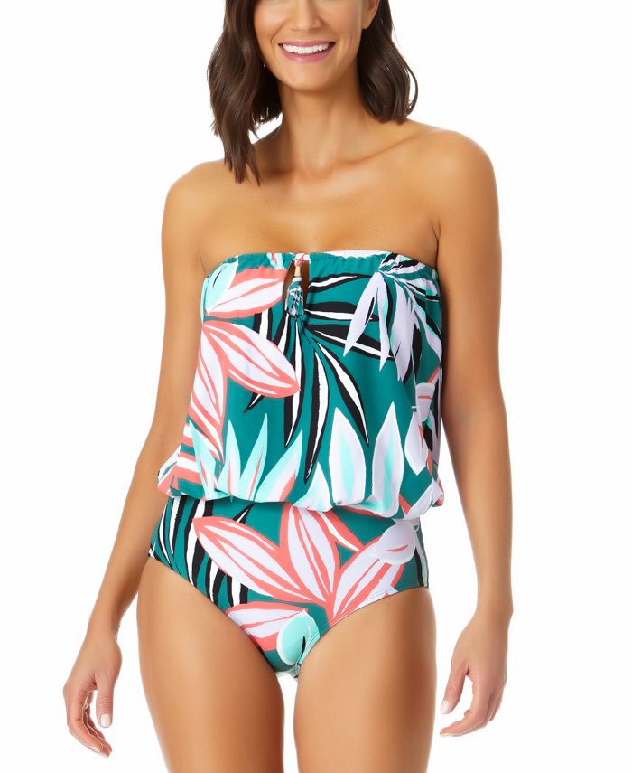Anne Cole Zesty Tropical Bluson Maiô Feminino One Piece Keyhole Verde Tamanho 10