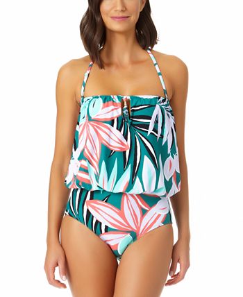 Anne Cole Zesty Tropical Bluson Maiô Feminino One Piece Keyhole Verde Tamanho 10