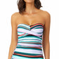 Anne Cole Tankini feminino estampado Zesty Tropical Twist Frontal franzido, tamanho pequeno, branco