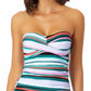 Anne Cole Tankini feminino estampado Zesty Tropical Twist Frontal franzido, tamanho pequeno, branco