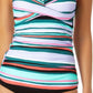 Anne Cole Tankini feminino estampado Zesty Tropical Twist Frontal franzido, tamanho pequeno, branco