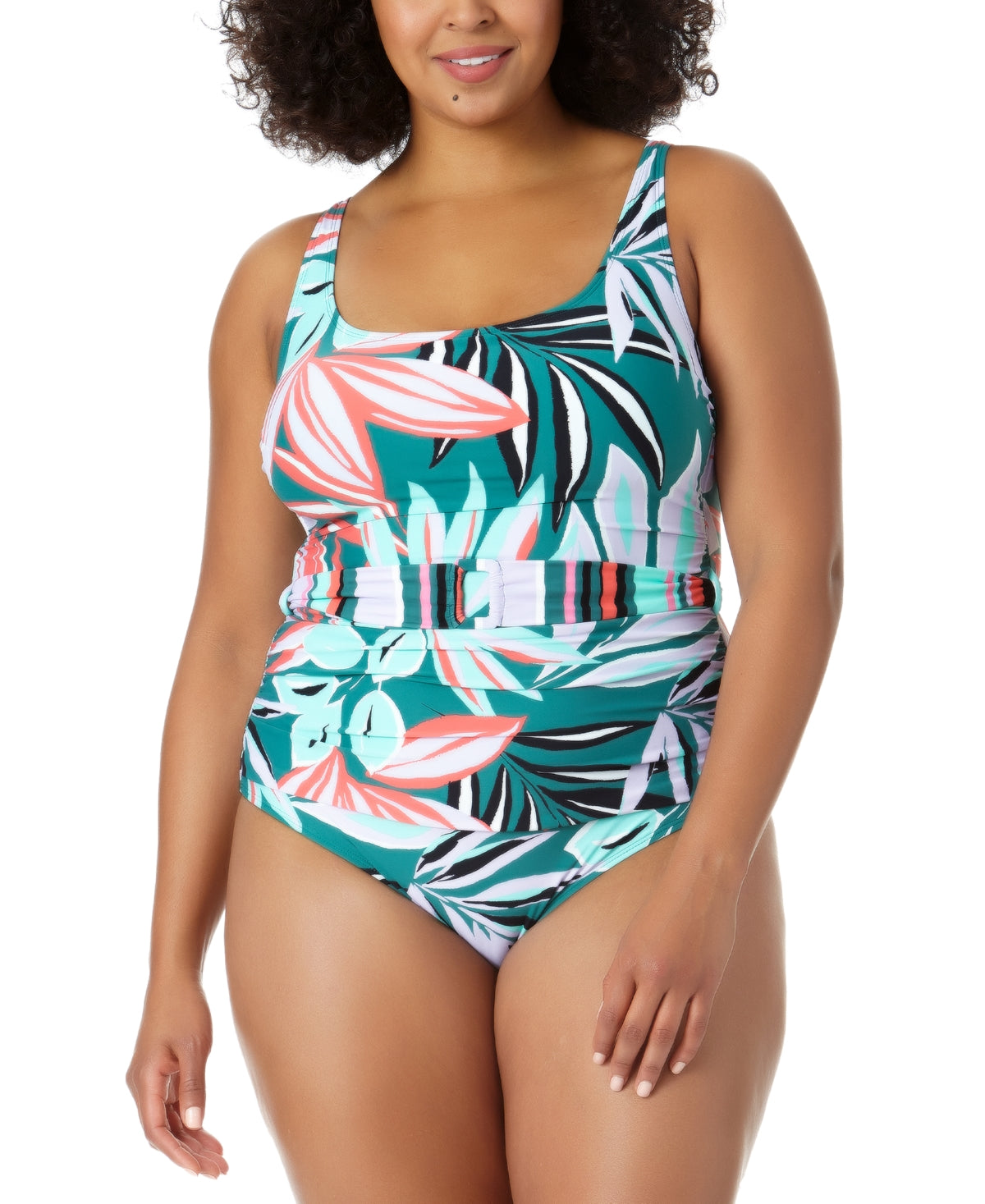 Anne Cole Zesty Tropical Feminino Cintura Alta Decote Redondo Maiô Multi Tamanho 16W