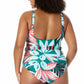 Anne Cole Plus Zesty Tropical Feminino com Cinto e Decote Redondo, Maiô Branco Tamanho 20W