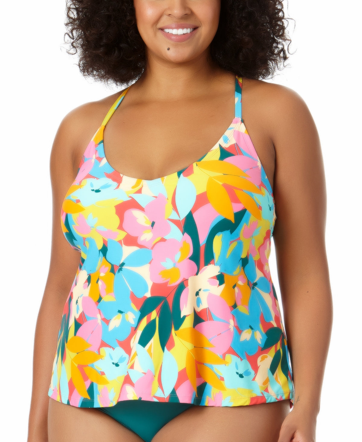 Anne Cole Feminino Plumeria Easy Trapeze Tankini Maiô Multicolorido Tamanho 22W