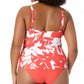 Anne Cole Top Tankini Feminino com Estampa de Palmeira Costeira e Aro Torcido Laranja