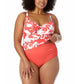 Anne Cole Top Tankini Feminino com Estampa de Palmeira Costeira e Aro Torcido Laranja