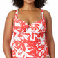 Anne Cole Top Tankini Feminino com Estampa de Palmeira Costeira e Aro Torcido Laranja