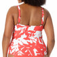 Anne Cole Top Tankini Feminino com Estampa de Palmeira Costeira e Aro Torcido Laranja
