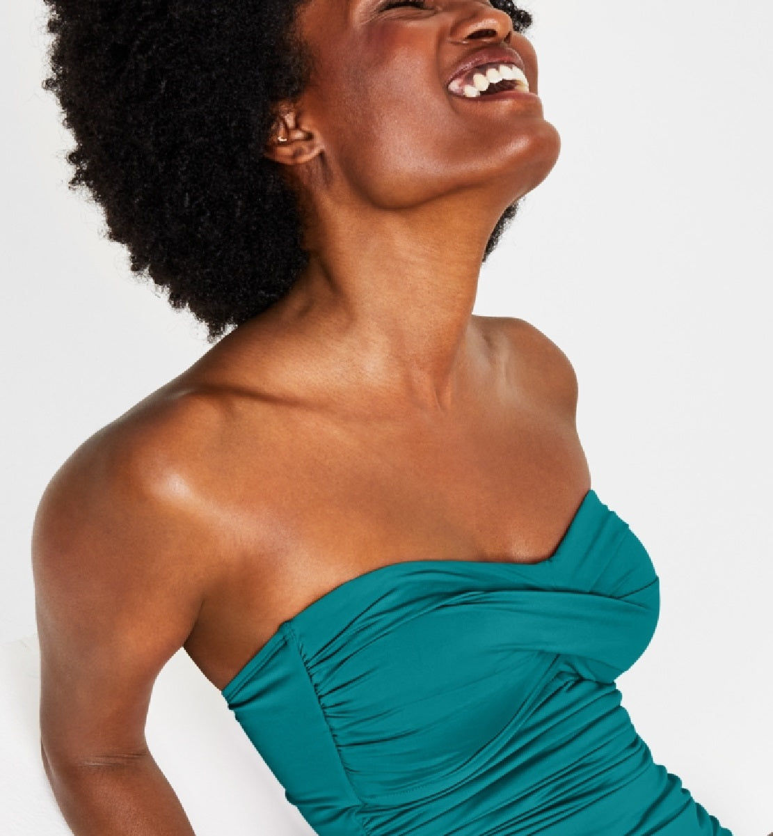 Maiô feminino Anne Cole com frente torcida e franzido, verde, tamanho 14