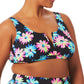 Biquíni feminino California Waves Gerber Daisy Bralette, preto, tamanho 1X