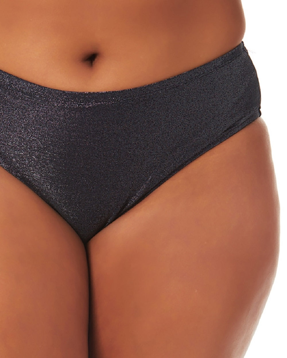 Calcinha de biquíni metálica feminina California Waves, preta, tamanho 2X