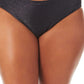 Calcinha de biquíni metálica feminina California Waves, preta, tamanho 2X