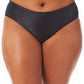 Calcinha de biquíni metálica feminina California Waves, preta, tamanho 2X