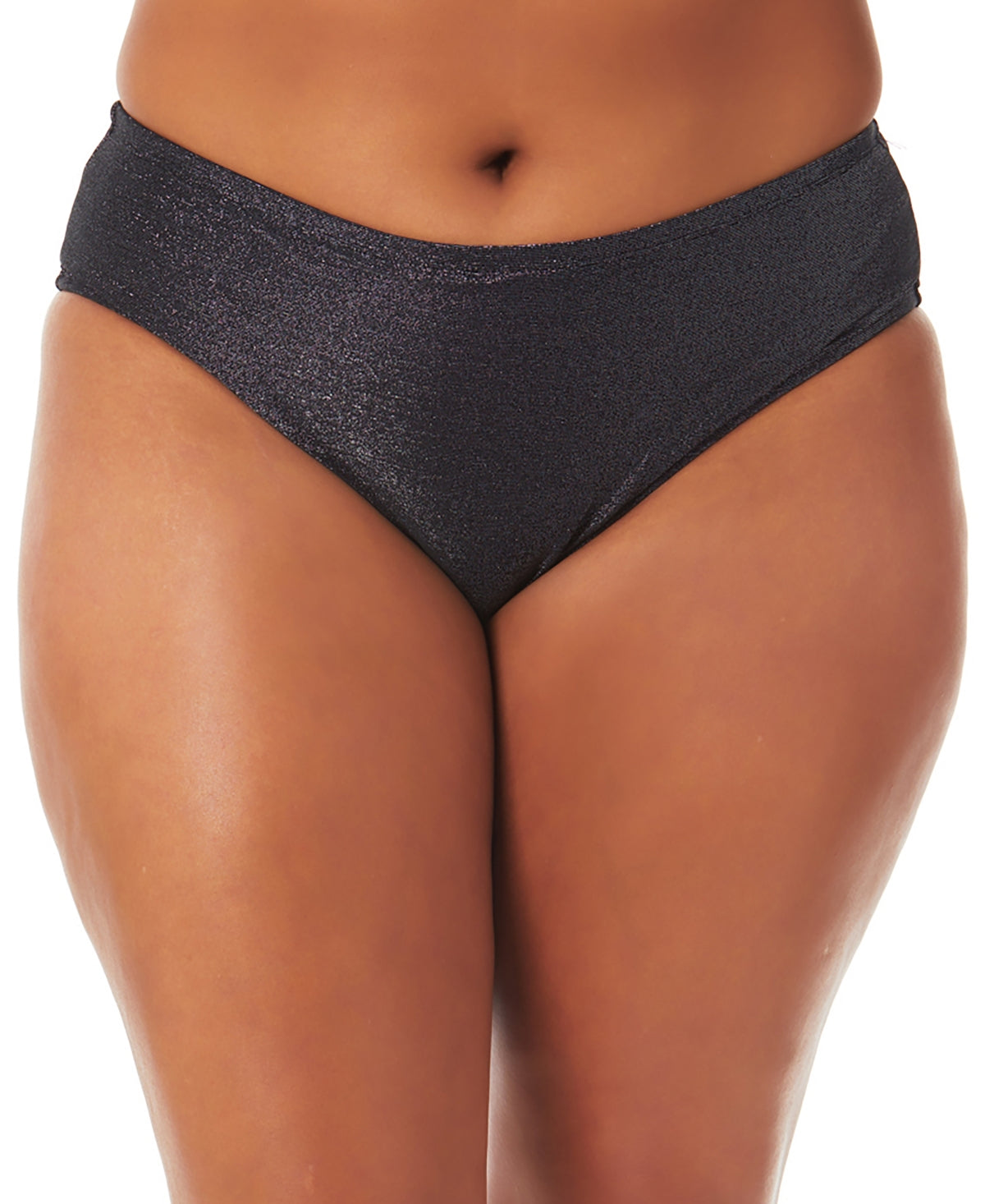 Calcinha de biquíni metálica feminina California Waves, preta, tamanho 2X