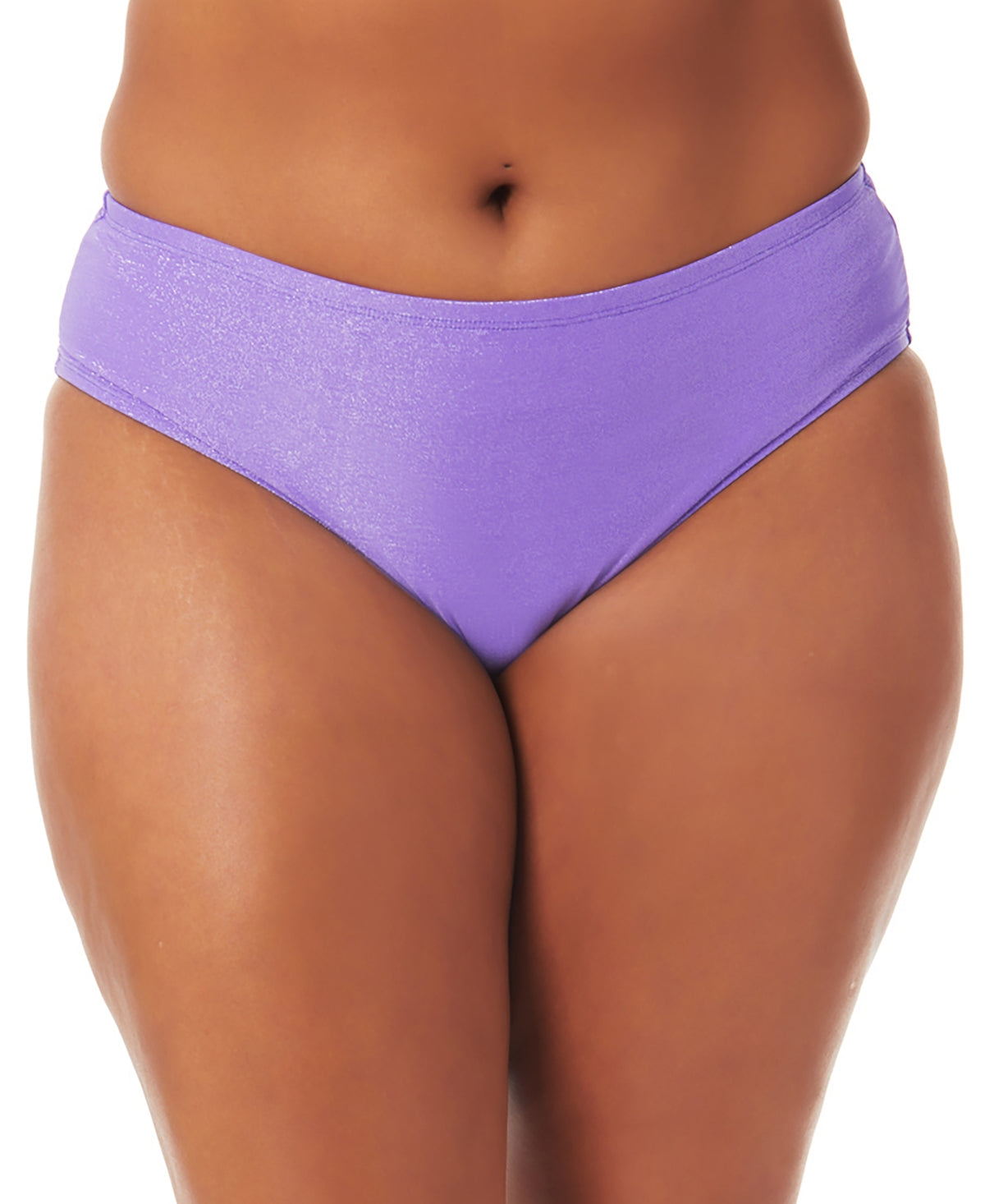 Calcinha de biquíni feminina California Waves Plus Metallic, maiô roxo, tamanho 3X