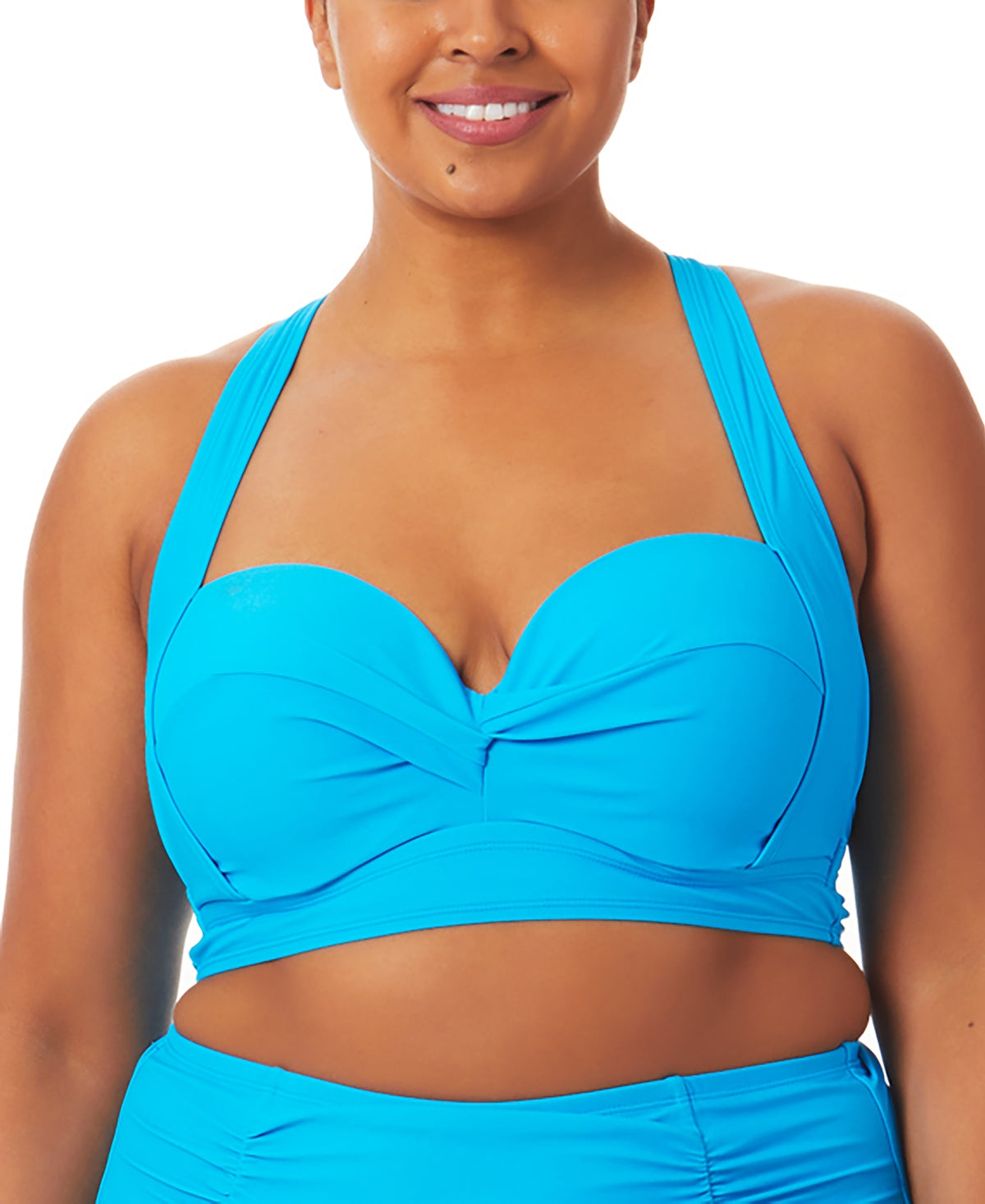 Biquíni feminino California Waves Plus com bojo moldado, azul, tamanho 1X