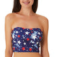 Maiô California Waves Junior's Splatter Star Long Line Bandeau Top Azul
