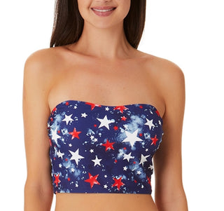 Maiô California Waves Junior's Splatter Star Long Line Bandeau Top Azul