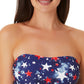 Maiô California Waves Junior's Splatter Star Long Line Bandeau Top Azul