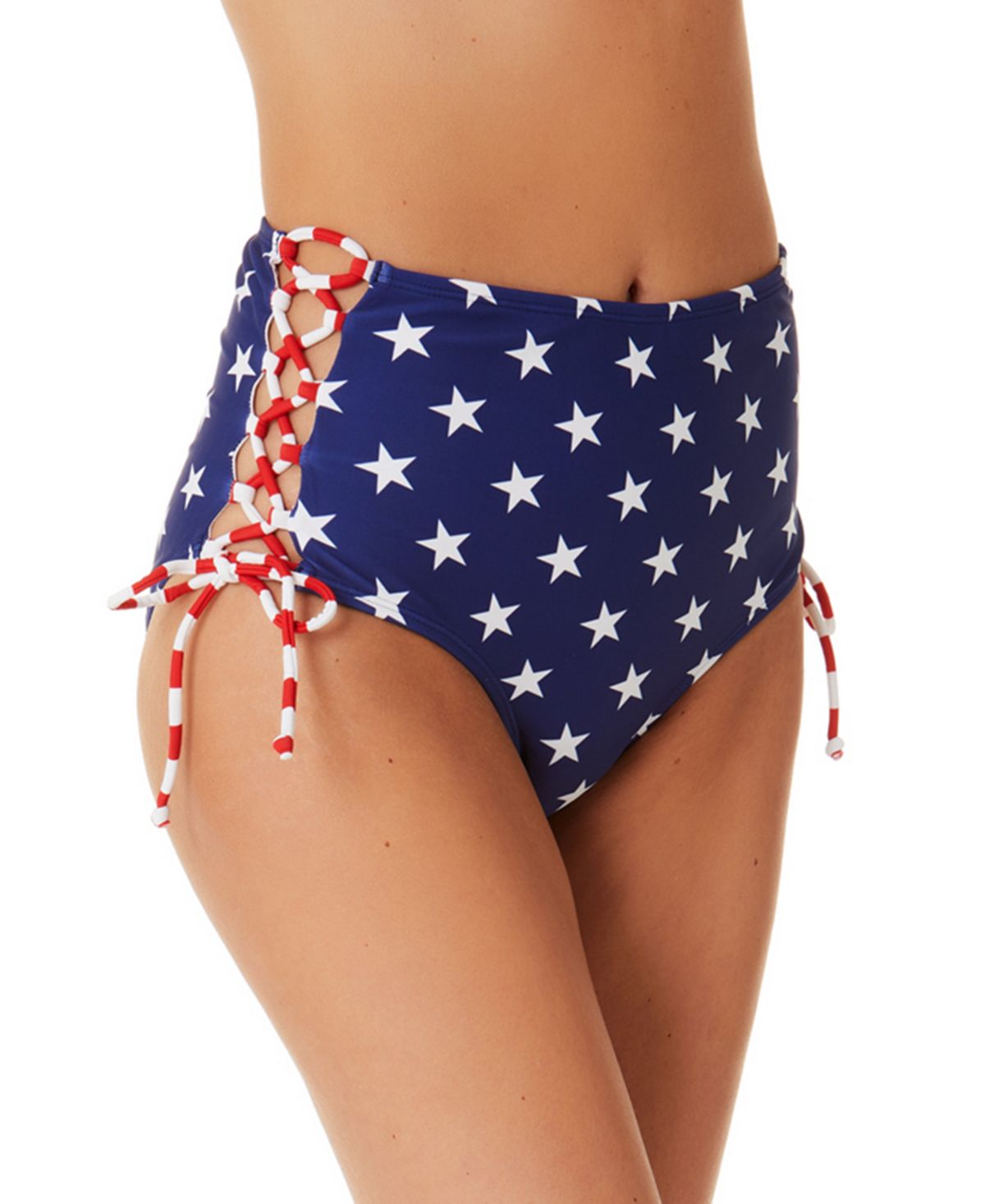 Maiô California Waves Junior's Classic Stars and Stripes Laterais com Cadarço e Cintura Alta Azul